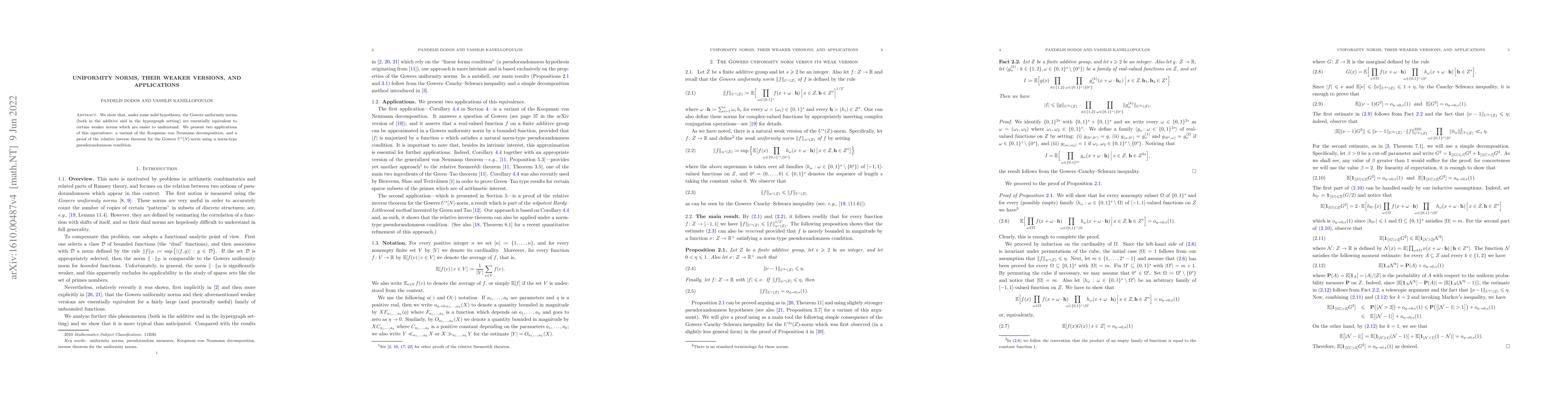 Thumbnail for Uniformity norms, their weaker versions, and applications