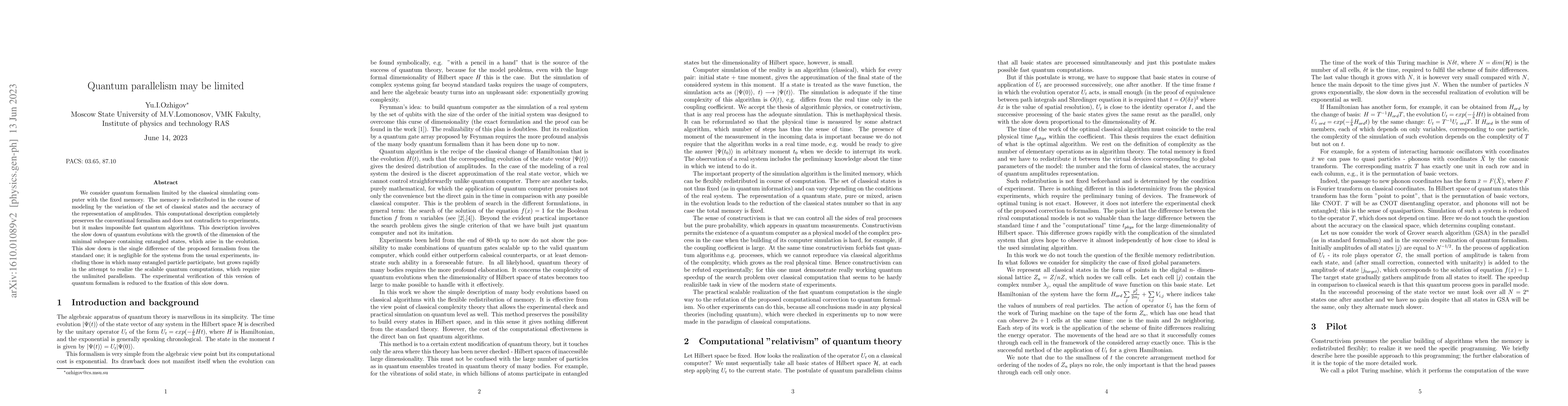 Thumbnail for Quantum parallelism may be limited