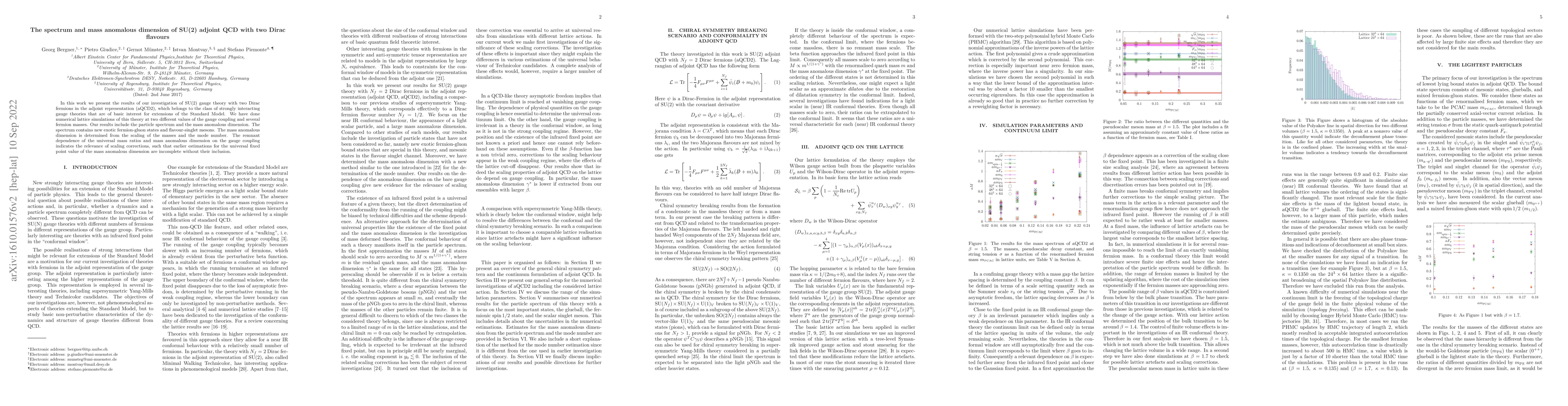 Thumbnail for The spectrum and mass anomalous dimension of SU(2) adjoint QCD with two
  Dirac flavours