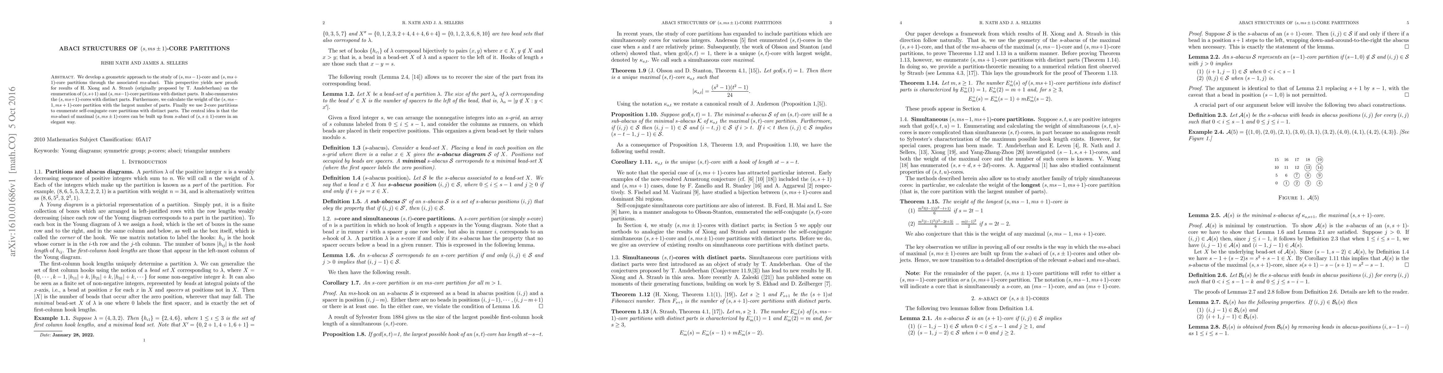 Thumbnail for Abaci structures of $(s,ms\pm1)$-core partitions
