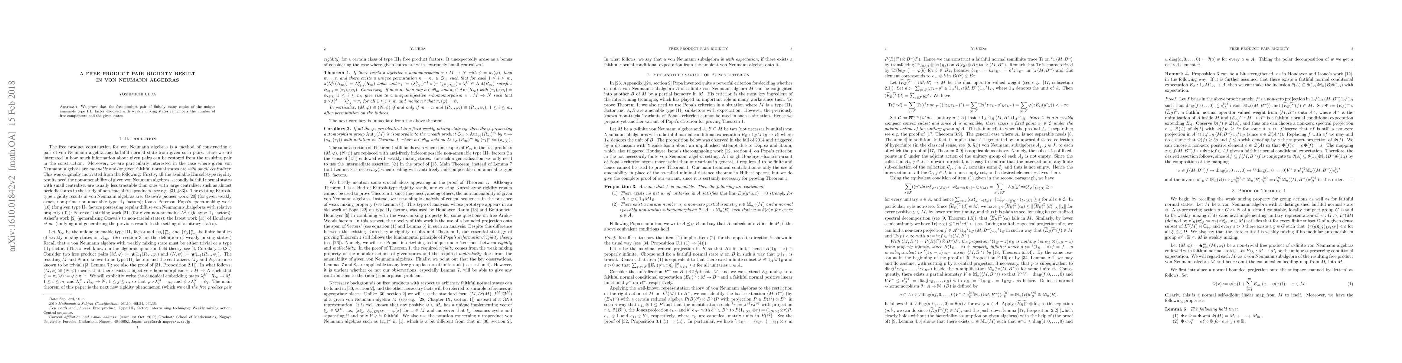 Thumbnail for A free product pair rigidity result in von Neumann algebras