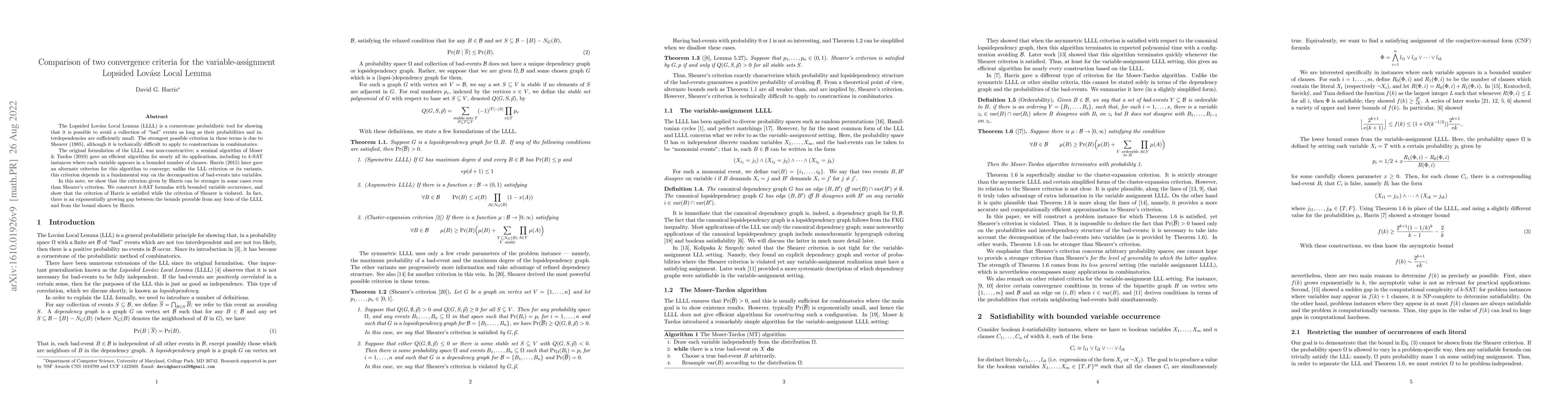 Thumbnail for Comparison of two convergence criteria for the variable-assignment
  Lopsided Lovasz Local Lemma