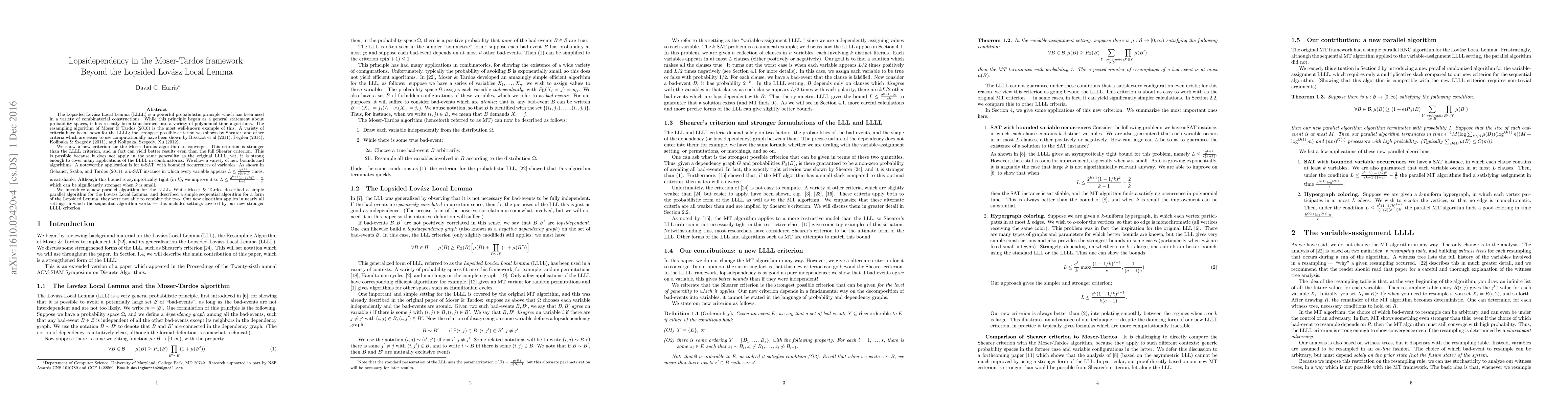 Thumbnail for Lopsidependency in the Moser-Tardos framework: Beyond the Lopsided
  Lovasz Local Lemma