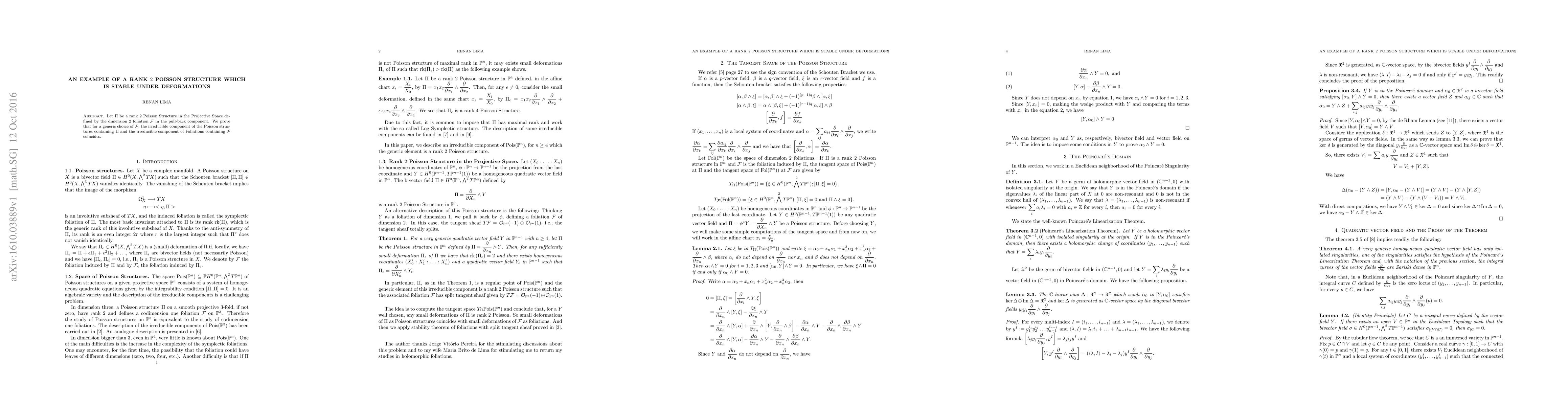 Thumbnail for An Example of Rank 2 Poisson Structure which is Stable Under
  Deformations