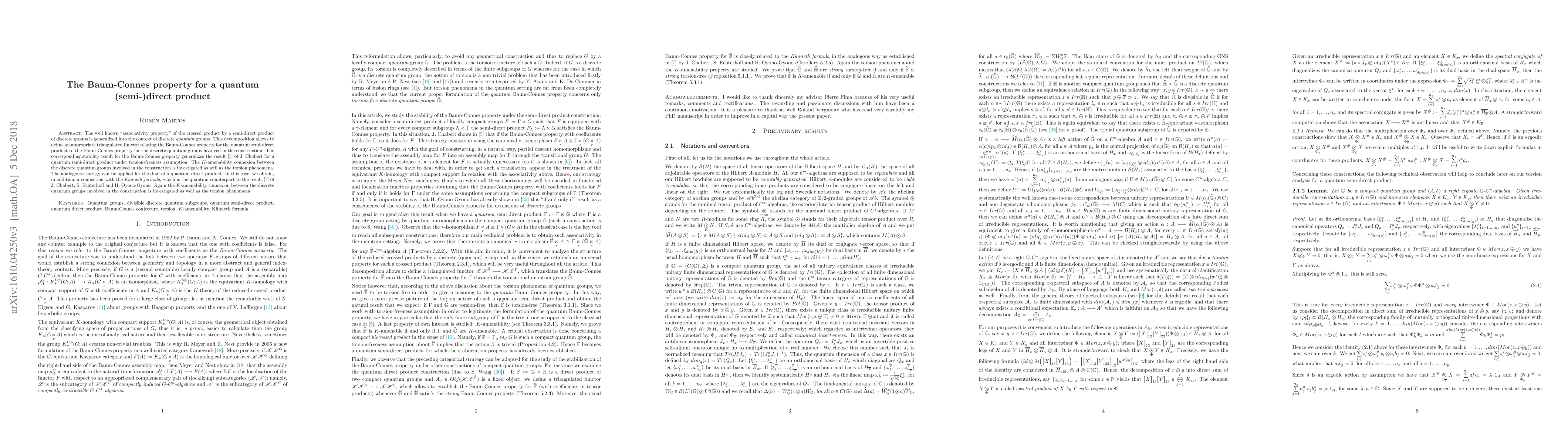 Thumbnail for The Baum-Connes property for a quantum (semi-)direct product