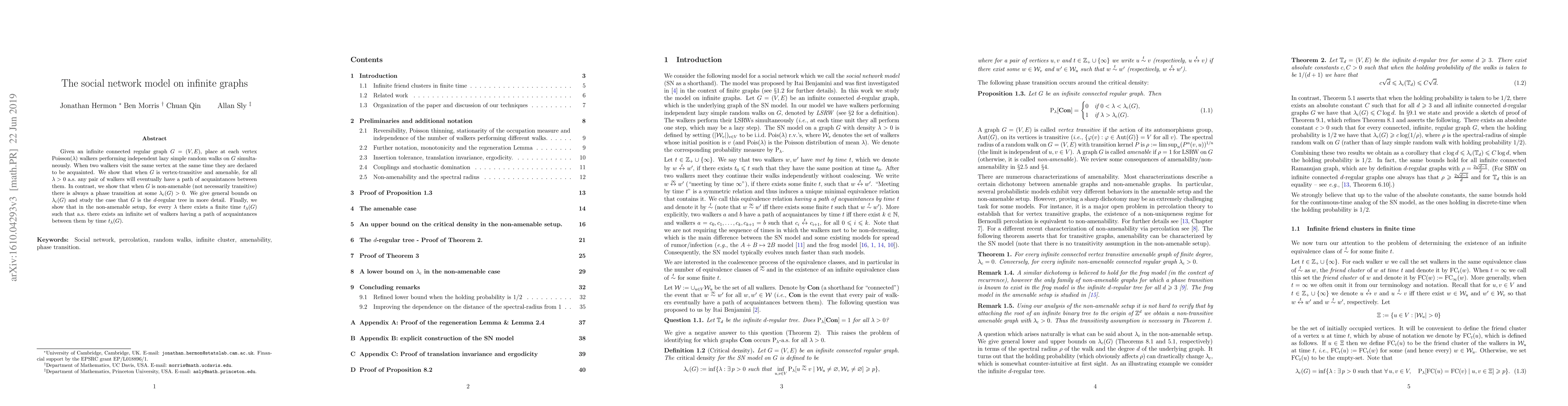 Thumbnail for The social network model on infinite graphs