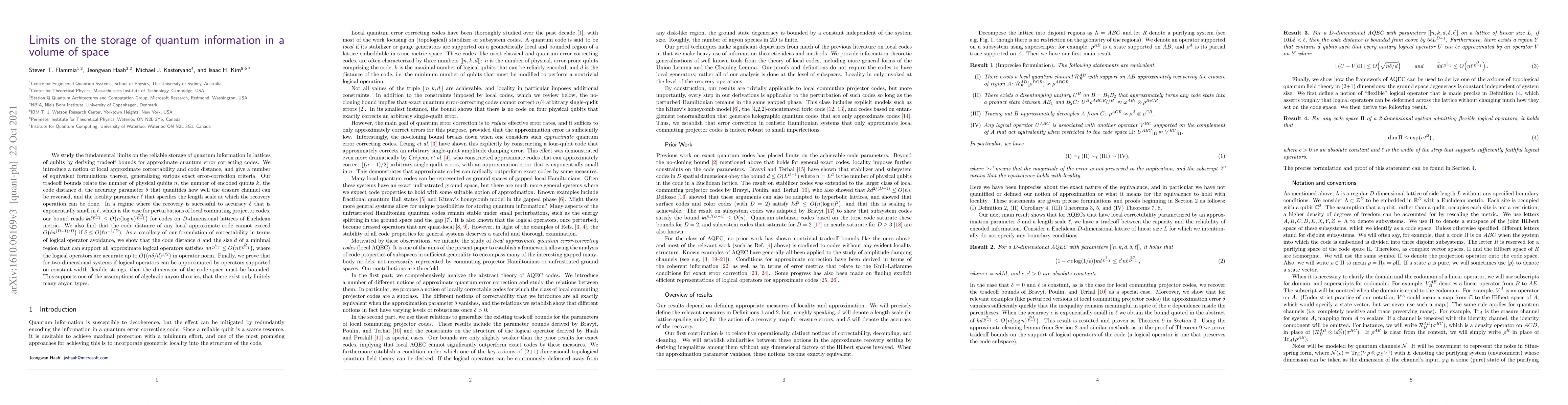 Thumbnail for Limits on the storage of quantum information in a volume of space
