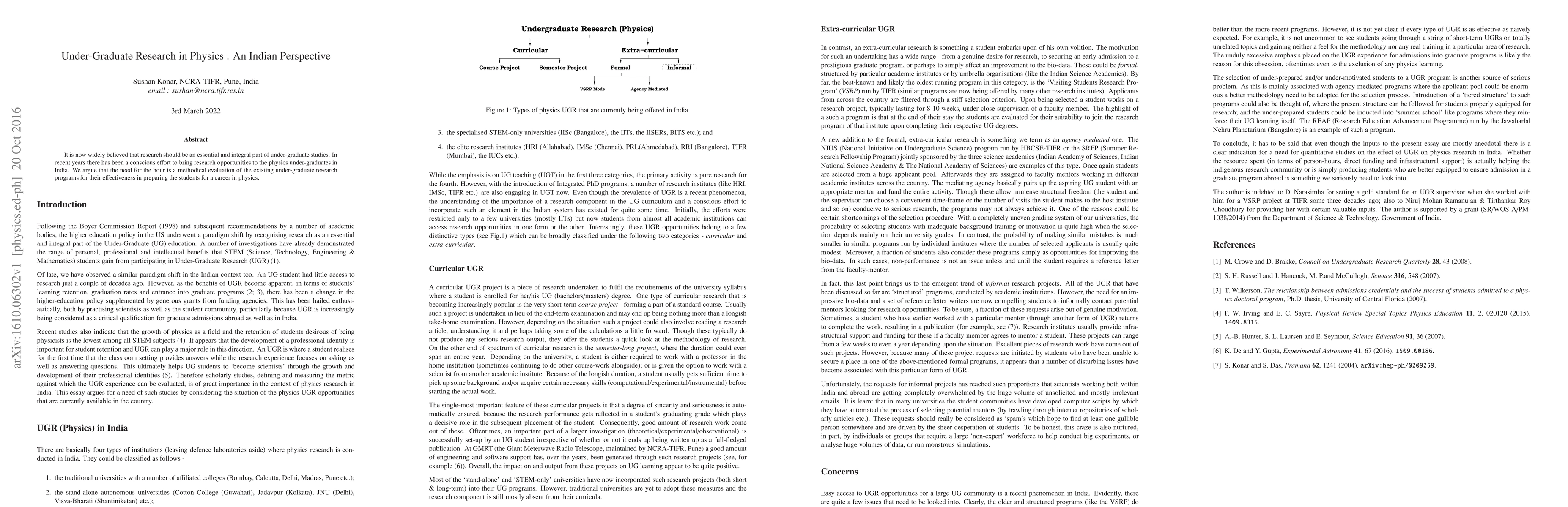 Thumbnail for Under-Graduate Research in Physics : An Indian Perspective