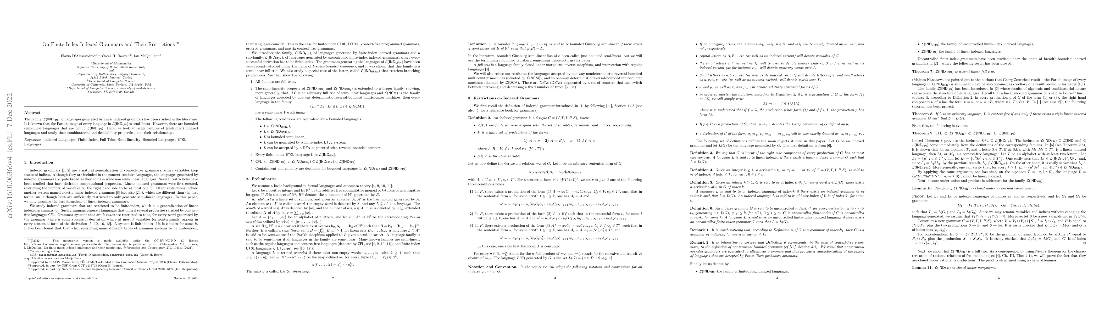 Thumbnail for On Finite-Index Indexed Grammars and Their Restrictions