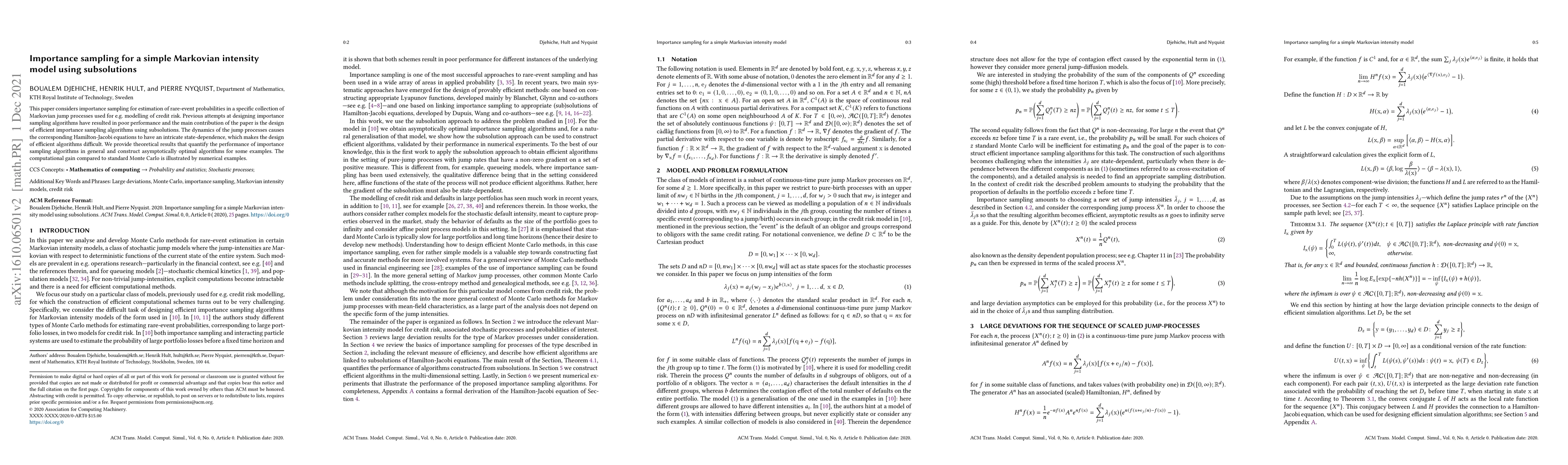 Thumbnail for Importance sampling for a simple Markovian intensity model using
  subsolutions