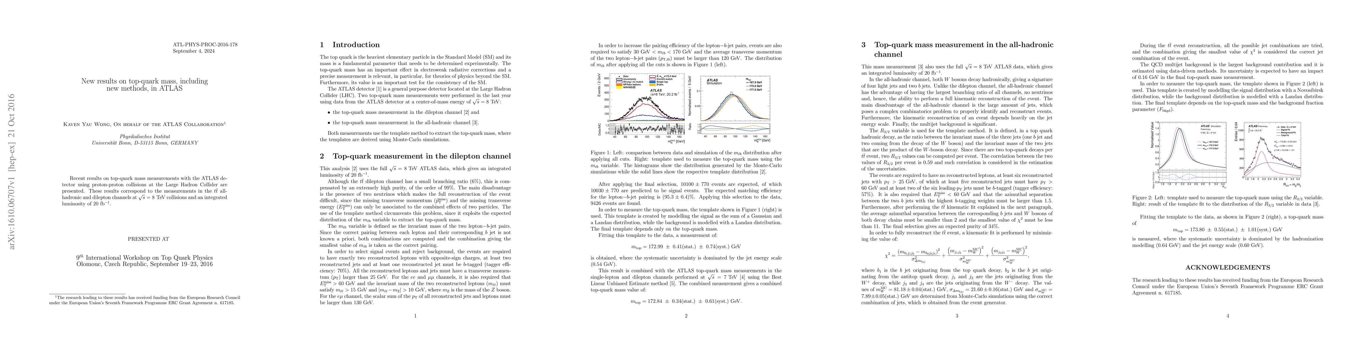 Thumbnail for New results on top-quark mass, including new methods, in ATLAS
