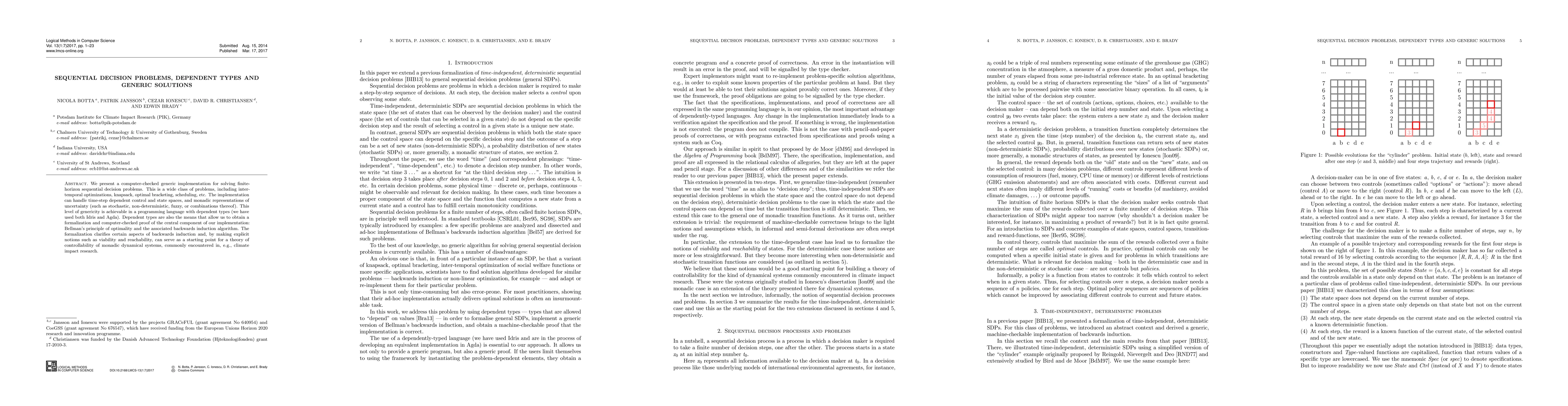 Thumbnail for Sequential decision problems, dependent types and generic solutions