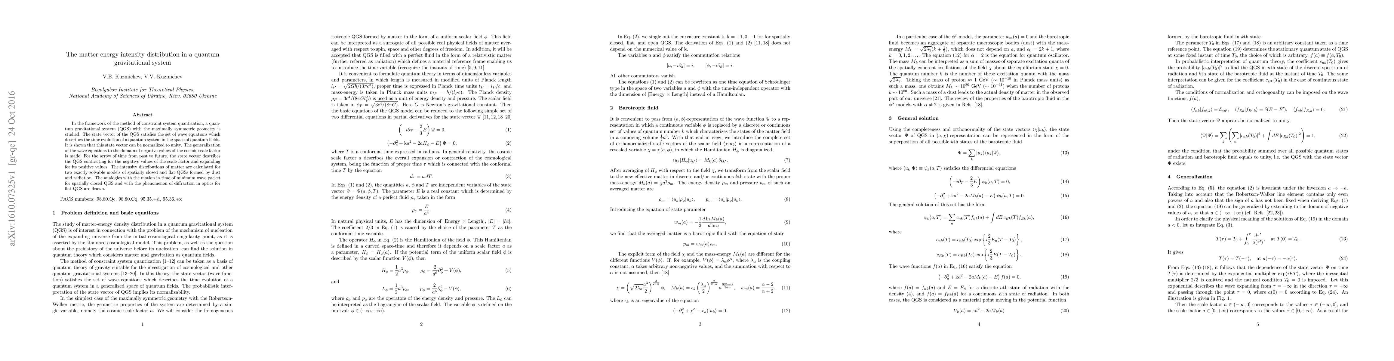 Thumbnail for The matter-energy intensity distribution in a quantum gravitational
  system