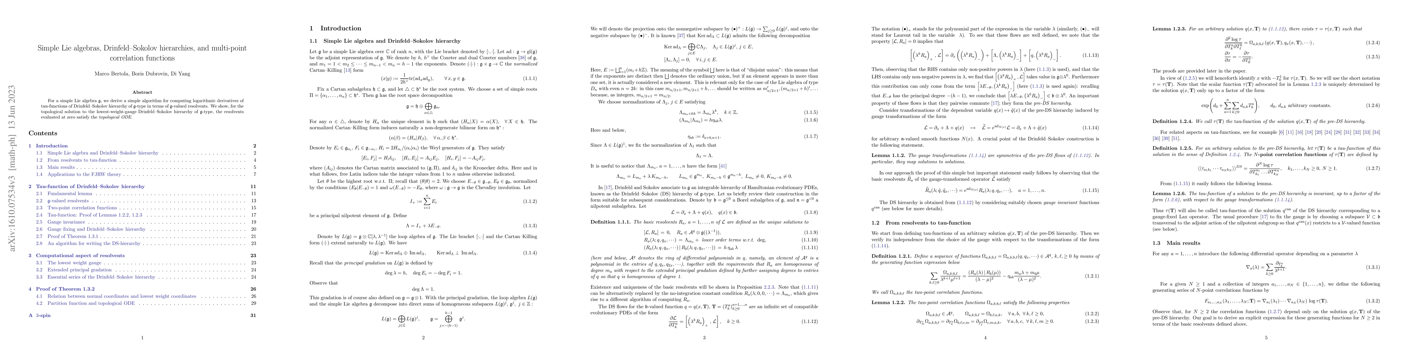 Thumbnail for Simple Lie algebras, Drinfeld--Sokolov hierarchies, and multi-point
  correlation functions