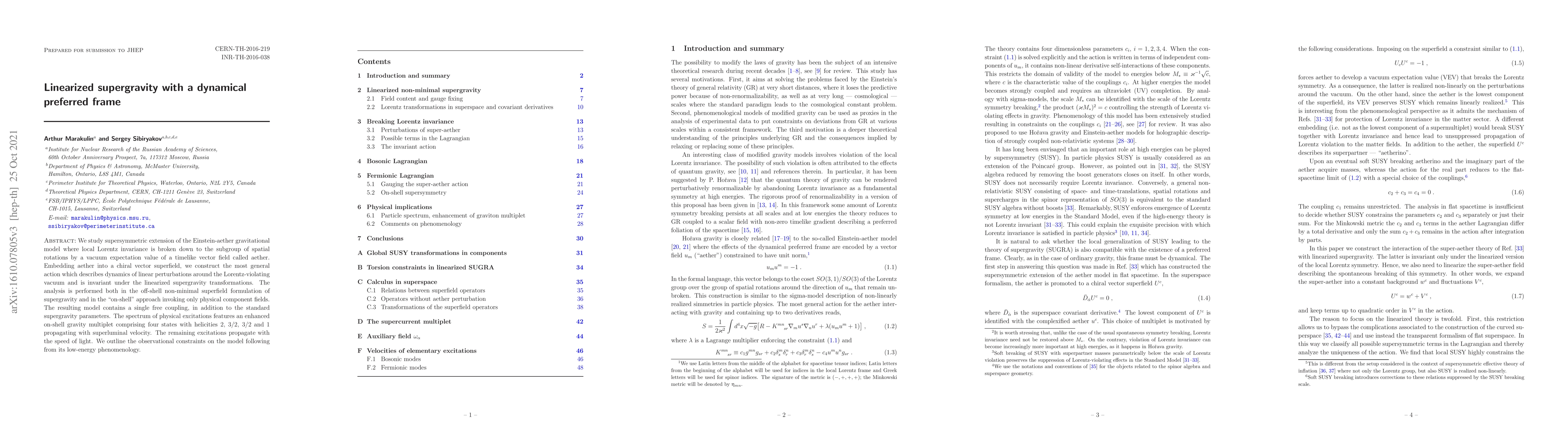 Thumbnail for Linearized supergravity with a dynamical preferred frame