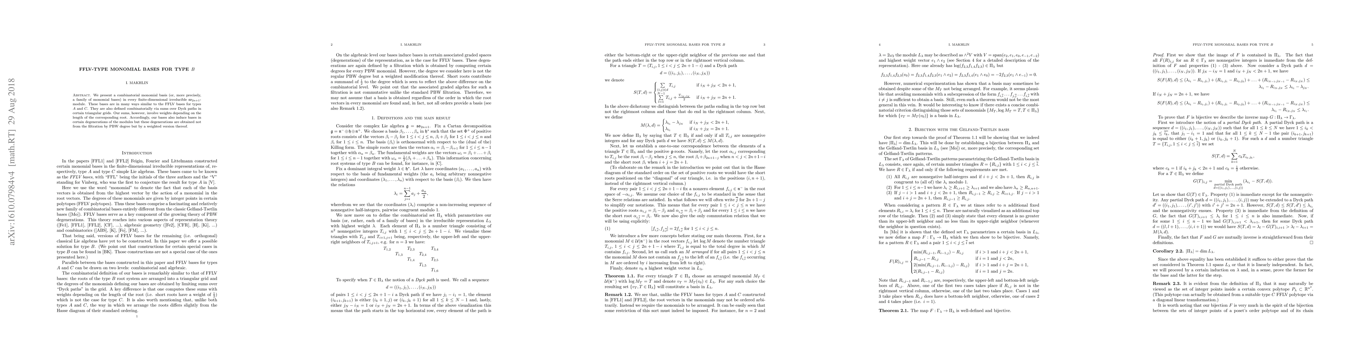 Thumbnail for FFLV-type monomial bases for type $B$
