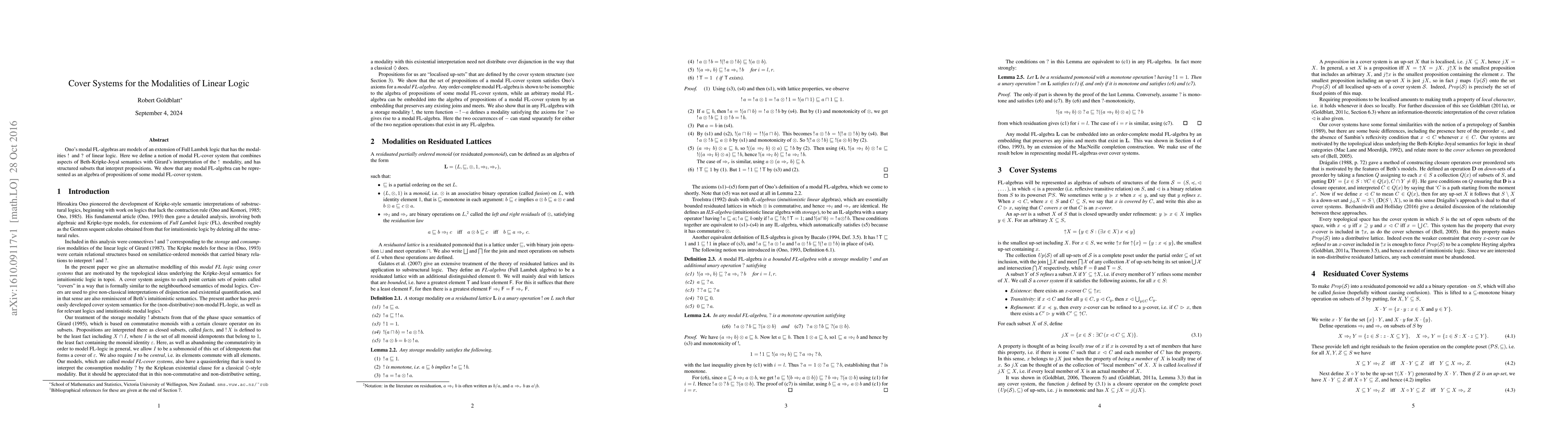 Thumbnail for Cover Systems for the Modalities of Linear Logic