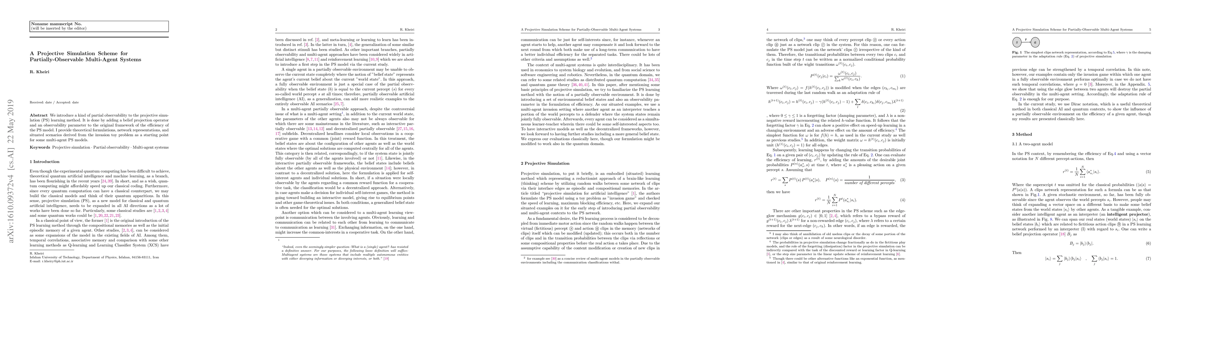 Thumbnail for A Projective Simulation Scheme for Partially-Observable Multi-Agent
  Systems
