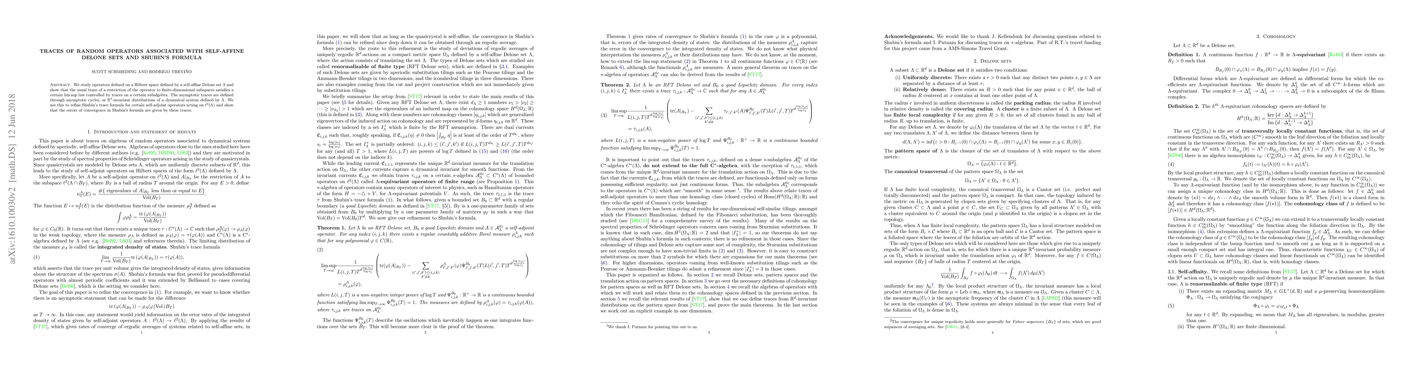 Thumbnail for Traces of random operators associated with self-affine Delone sets and
  Shubin's formula
