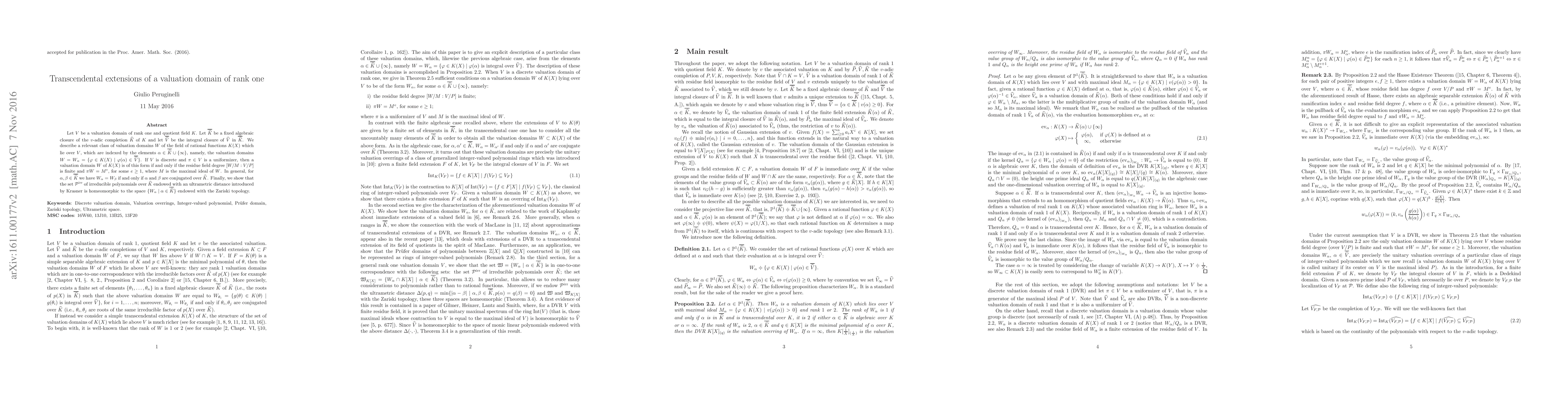 Thumbnail for Transcendental extensions of a valuation domain of rank one