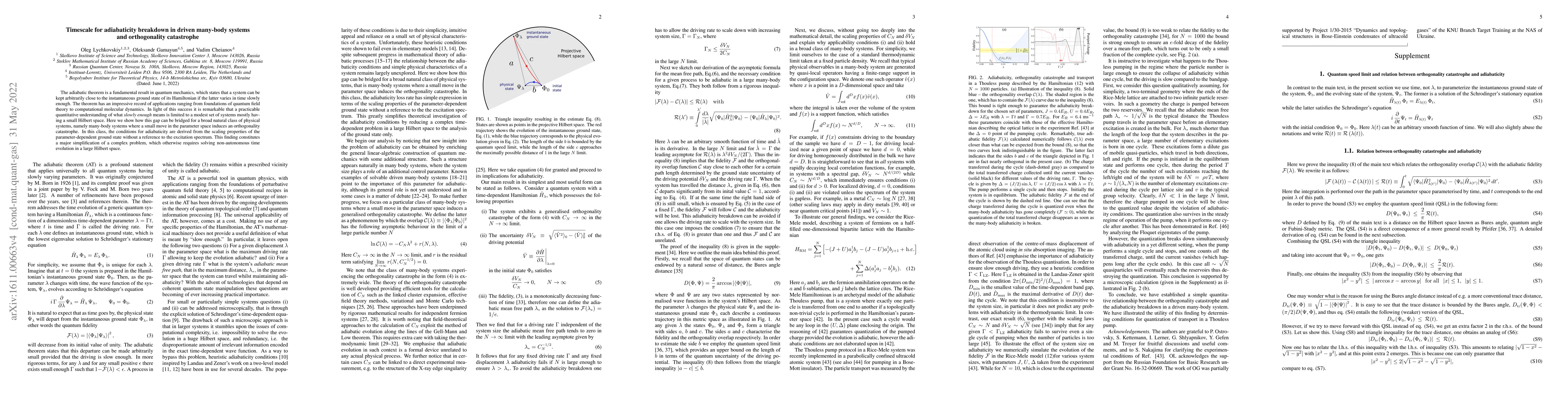 Thumbnail for Time scale for adiabaticity breakdown in driven many-body systems and
  orthogonality catastrophe