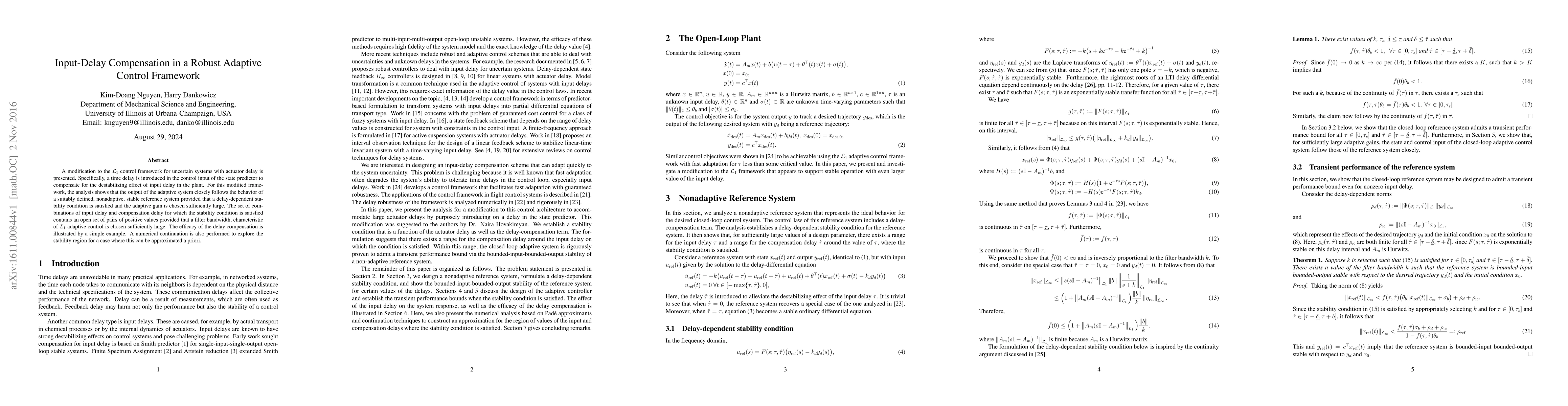 Thumbnail for Input-Delay Compensation in a Robust Adaptive Control Framework