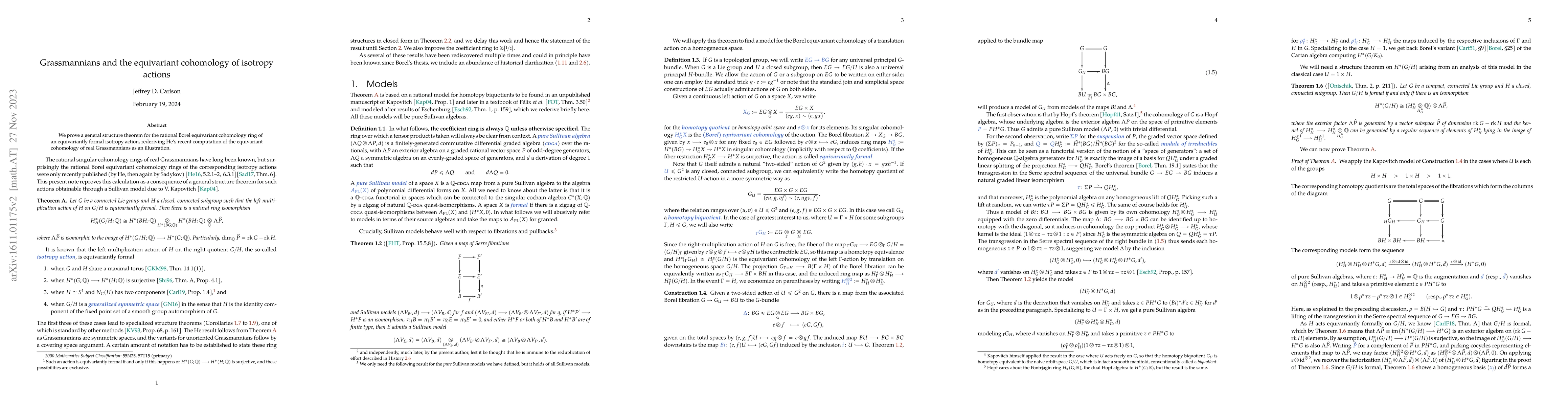 Thumbnail for Grassmannians and the equivariant cohomology of isotropy actions