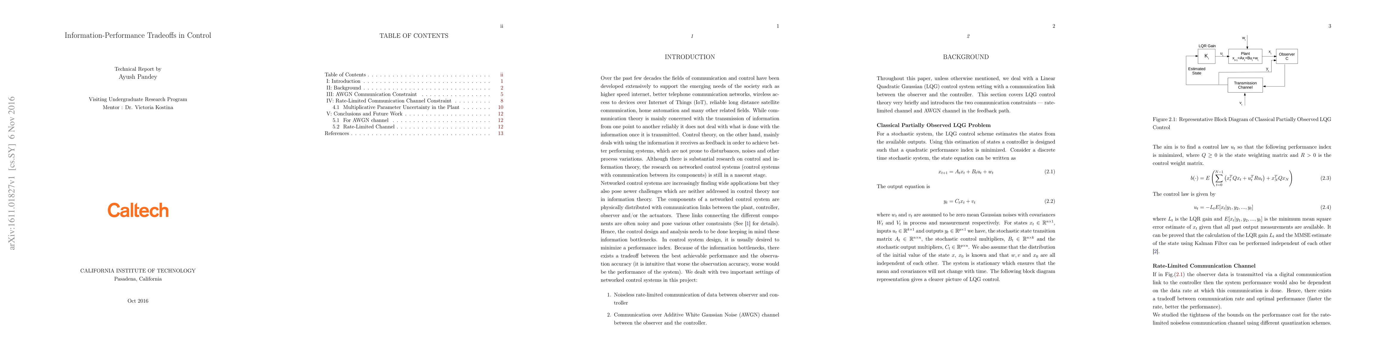 Thumbnail for Information Performance Tradeoffs in Control