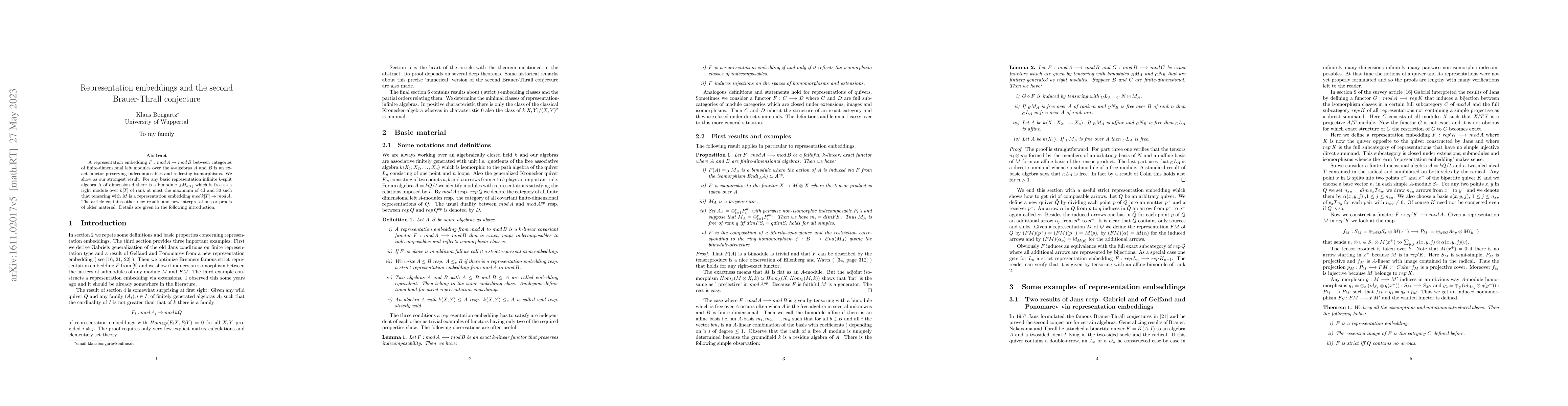 Thumbnail for Representation embeddings and the second Brauer-Thrall conjecture