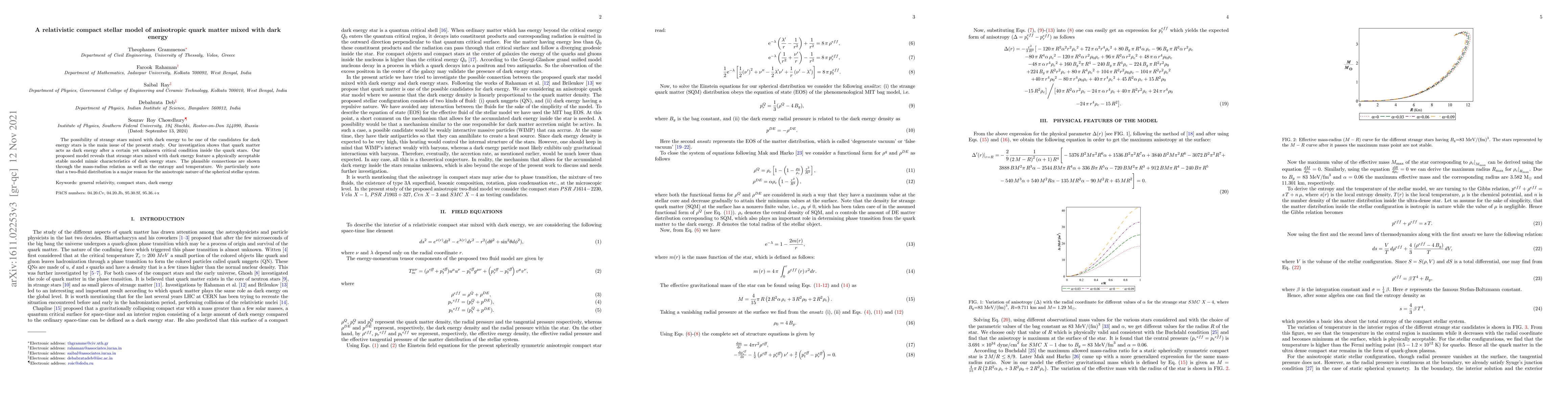Thumbnail for A relativistic compact stellar model of anisotropic quark matter mixed
  with dark energy