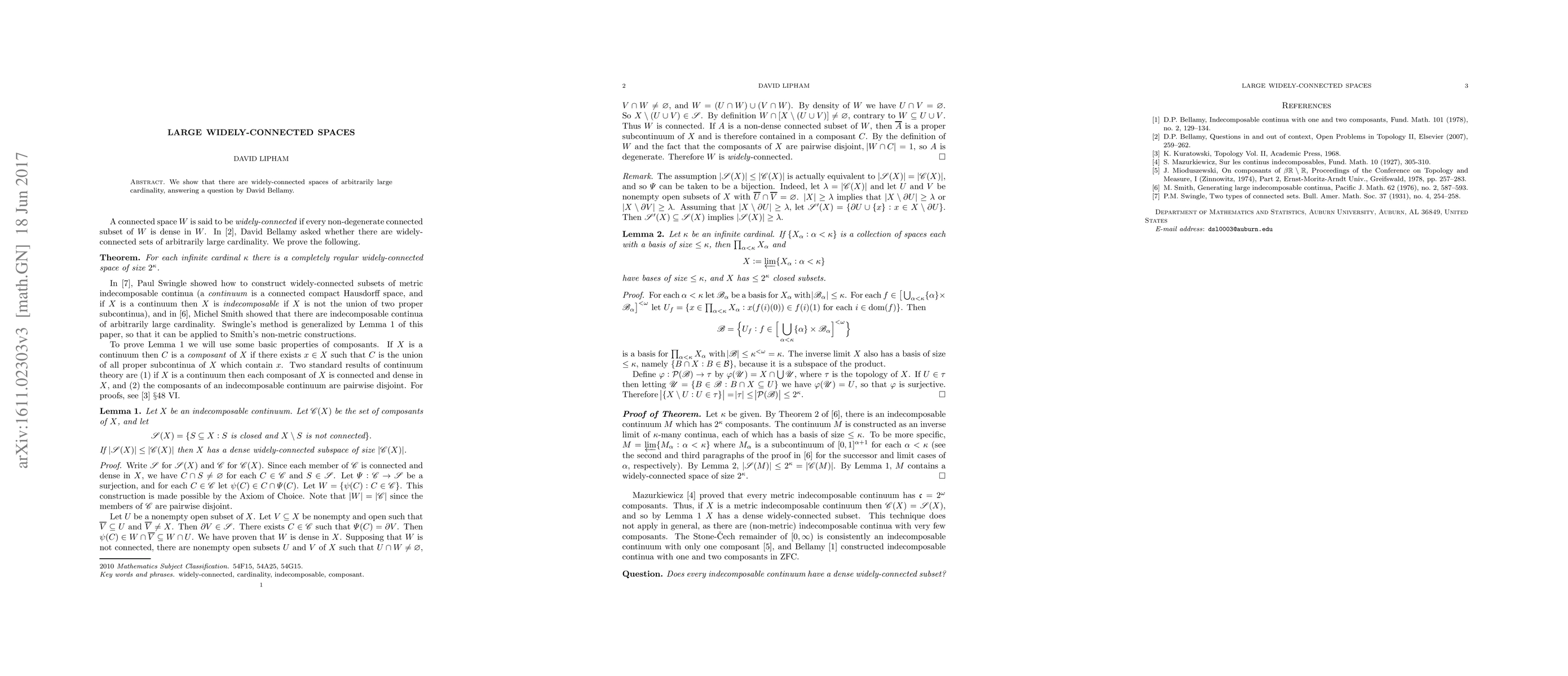 Thumbnail for Large widely-connected spaces