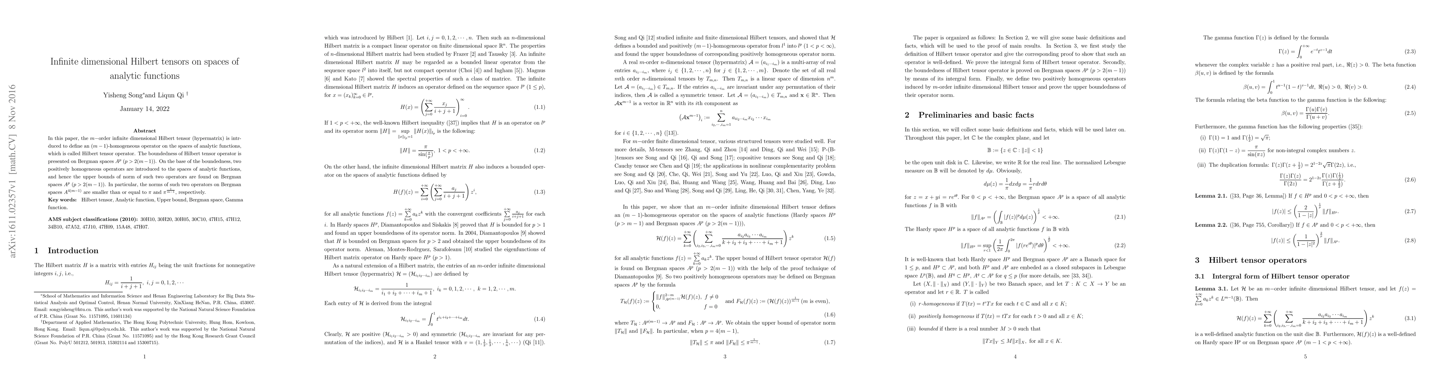 Thumbnail for Infinite dimensional Hilbert tensors on spaces of analytic functions