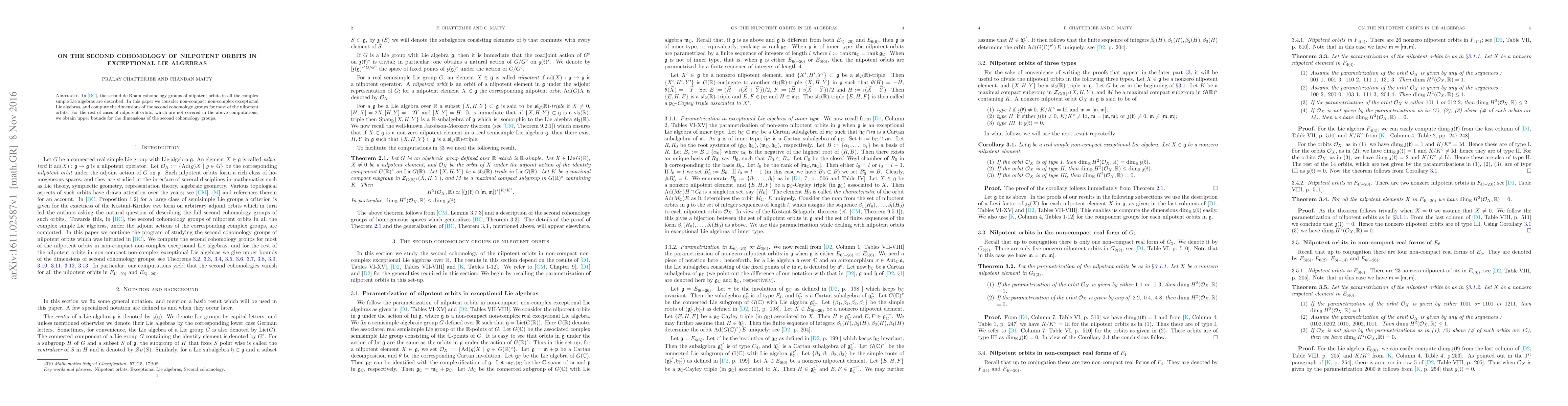 Thumbnail for On the second cohomology of nilpotent orbits in exceptional Lie algebras