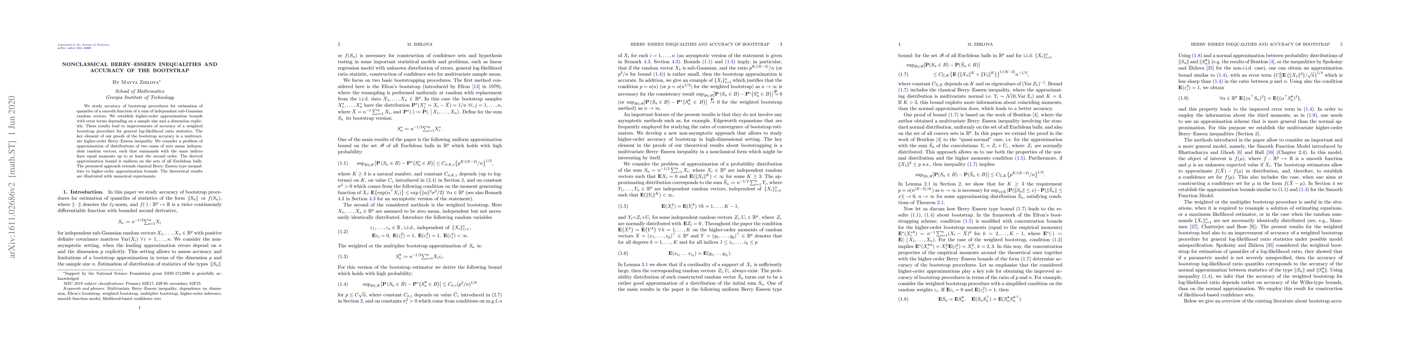 Thumbnail for Nonclassical Berry-Esseen inequalities and accuracy of the bootstrap