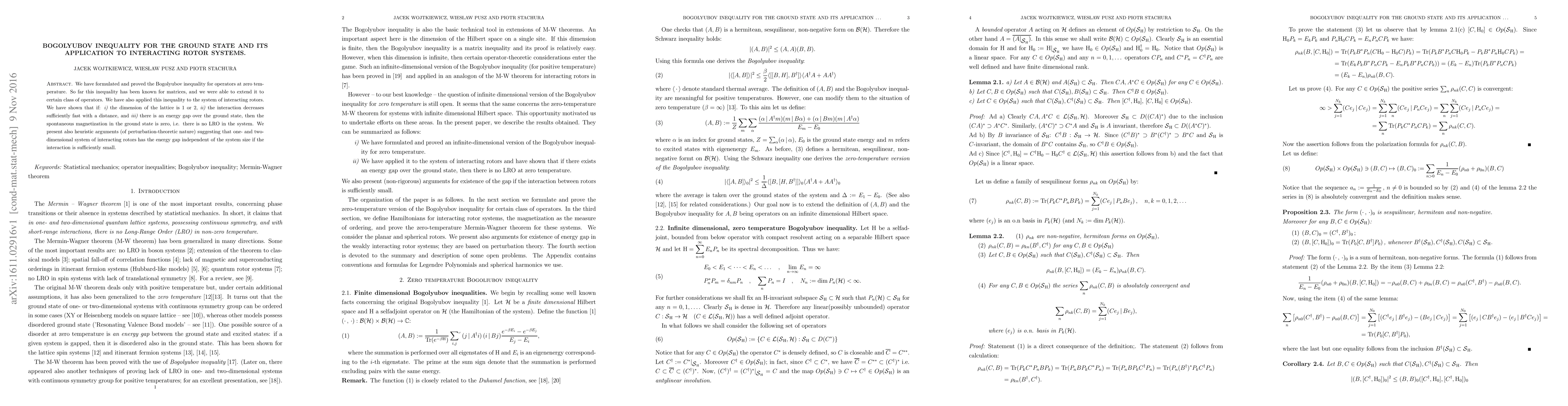 Thumbnail for Bogolyubov inequality for the ground state and its application to
  interacting rotor systems