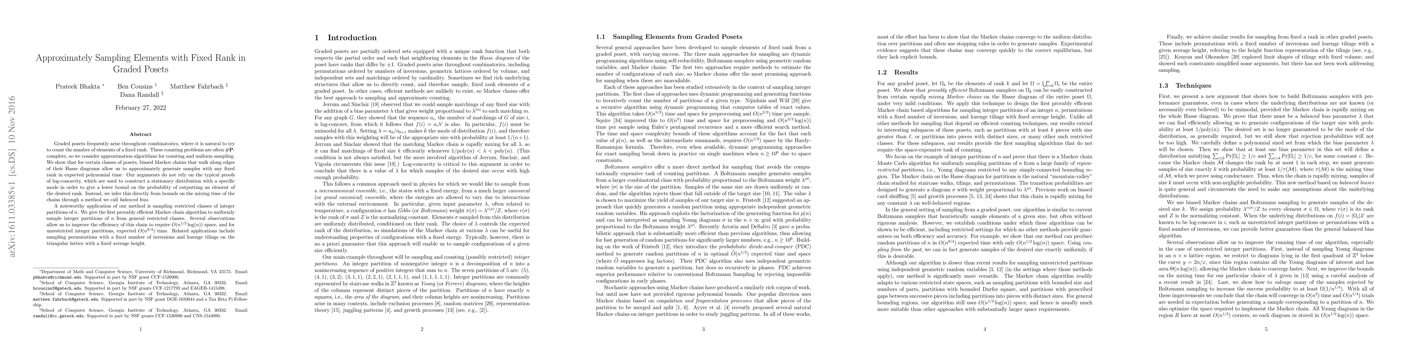 Thumbnail for Approximately Sampling Elements with Fixed Rank in Graded Posets