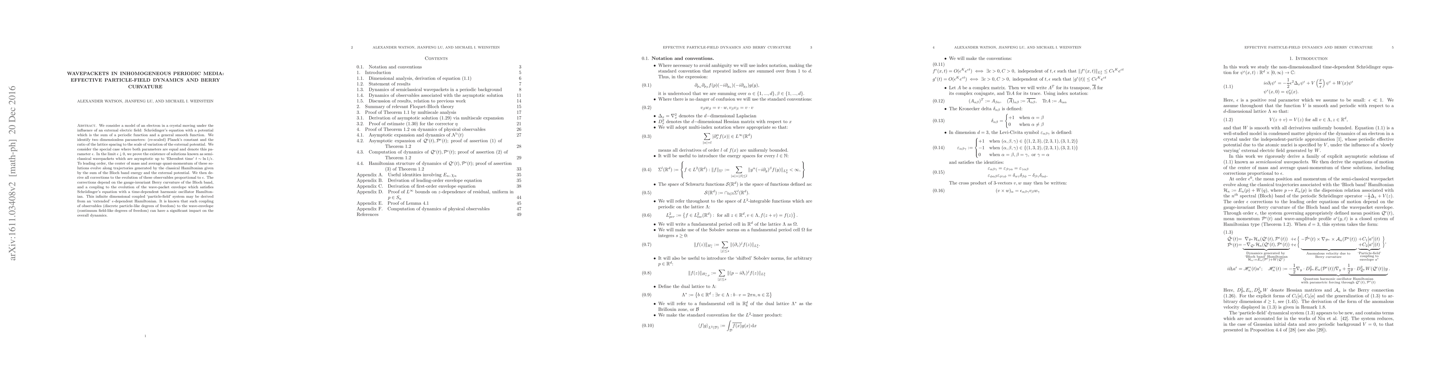 Thumbnail for Wavepackets in inhomogeneous periodic media: effective particle-field
  dynamics and Berry curvature