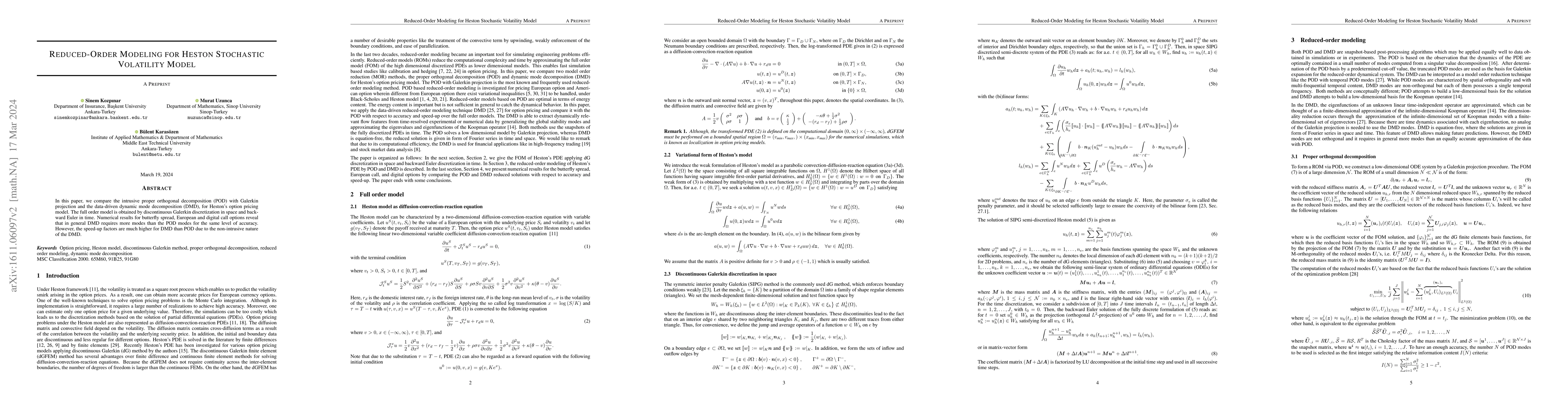 Thumbnail for Reduced-Order Modeling for Heston Stochastic Volatility Model