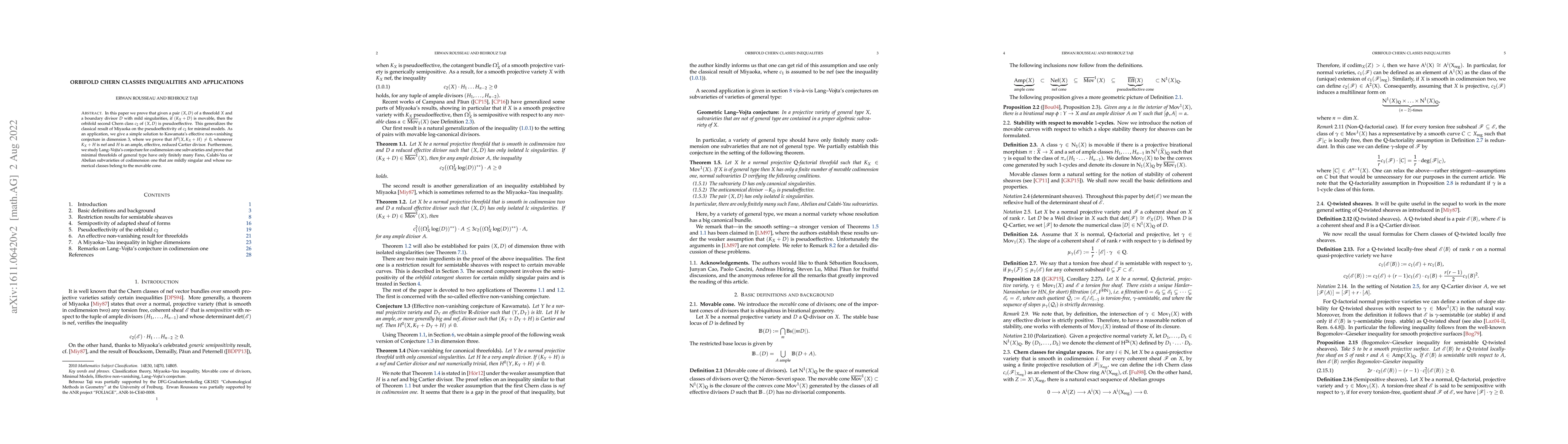 Thumbnail for Orbifold Chern classes inequalities and applications