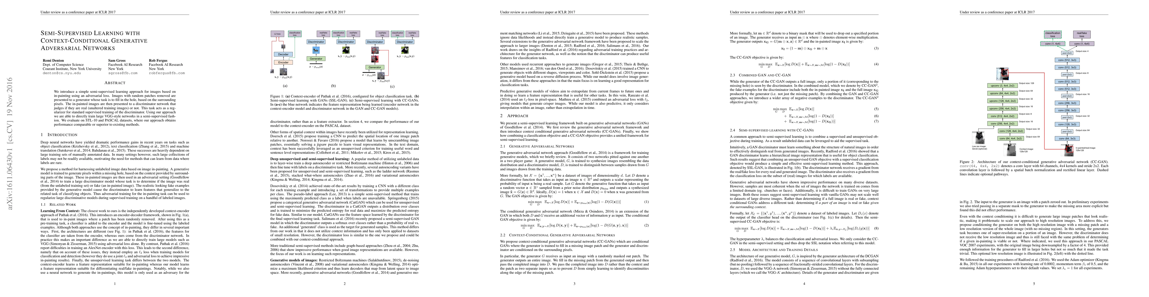 Thumbnail for Semi-Supervised Learning with Context-Conditional Generative Adversarial
  Networks