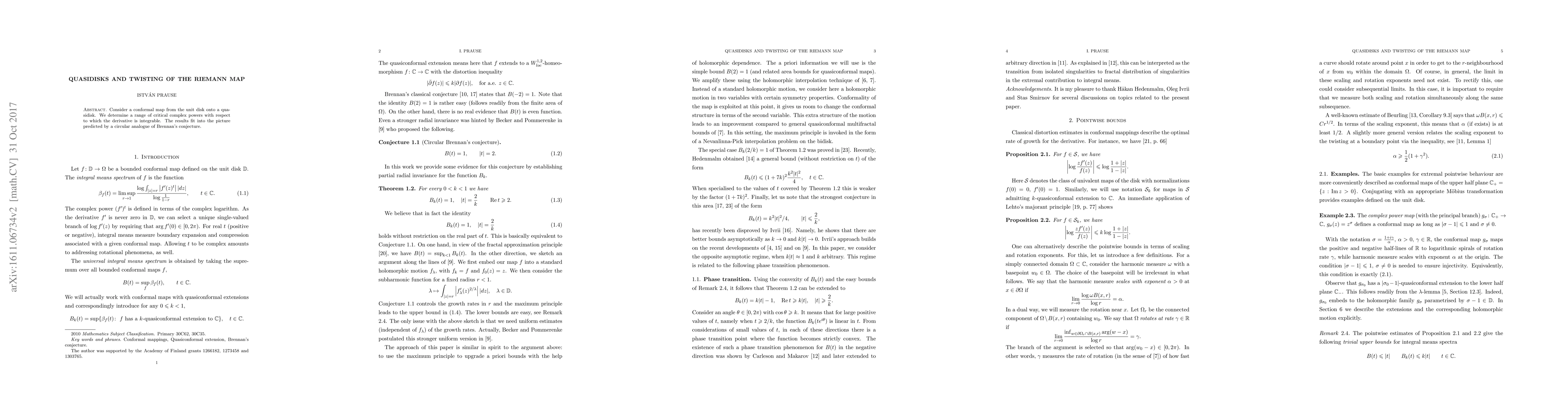 Thumbnail for Quasidisks and twisting of the Riemann map