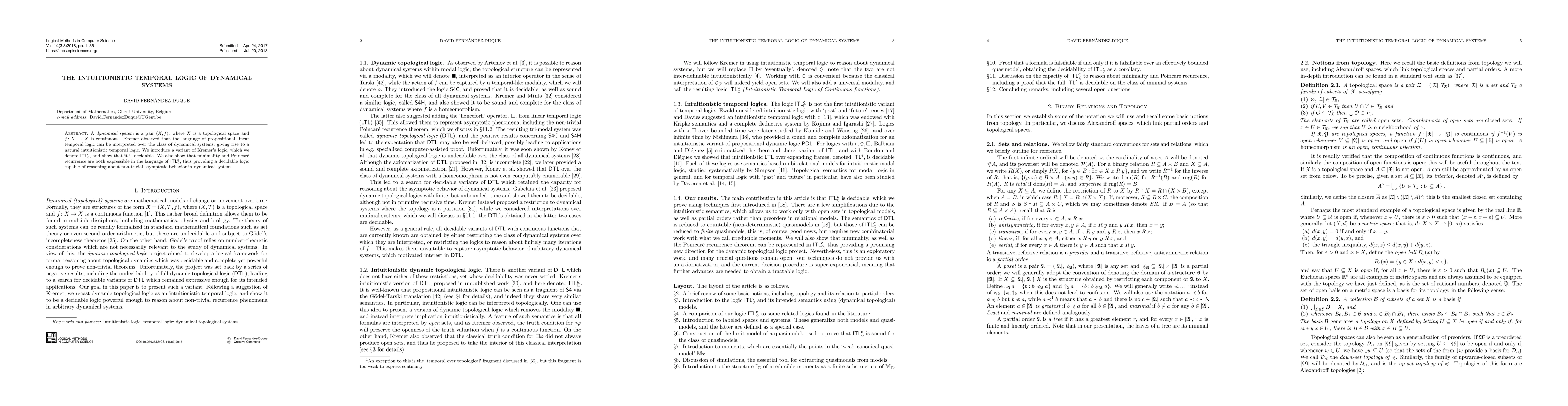 Thumbnail for The intuitionistic temporal logic of dynamical systems