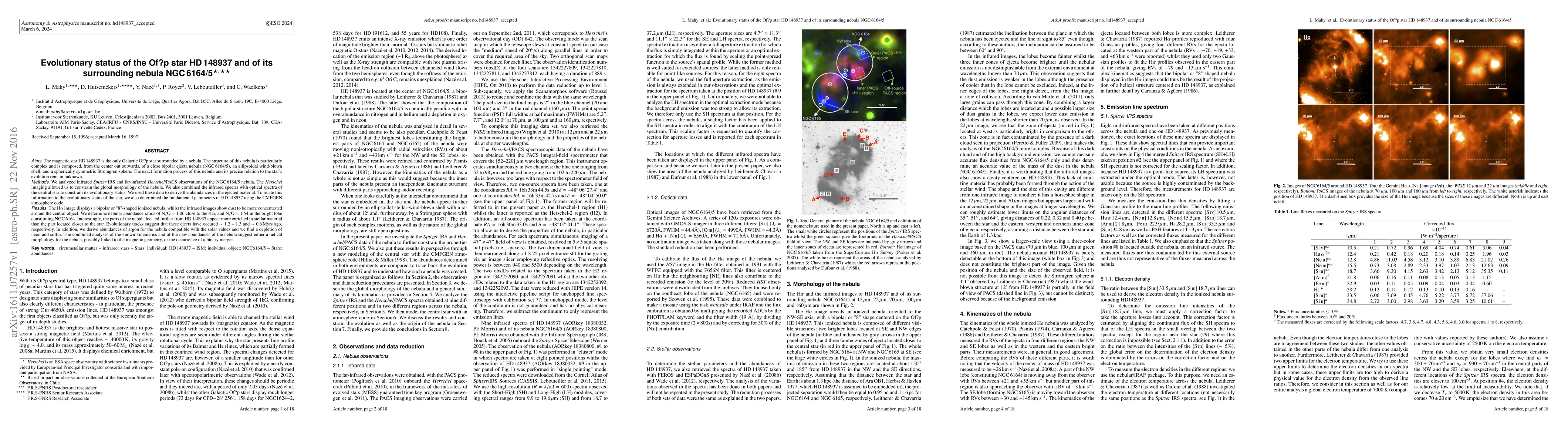 Thumbnail for Evolutionary status of the Of?p star HD148937 and of its surrounding
  nebula NGC6164/5