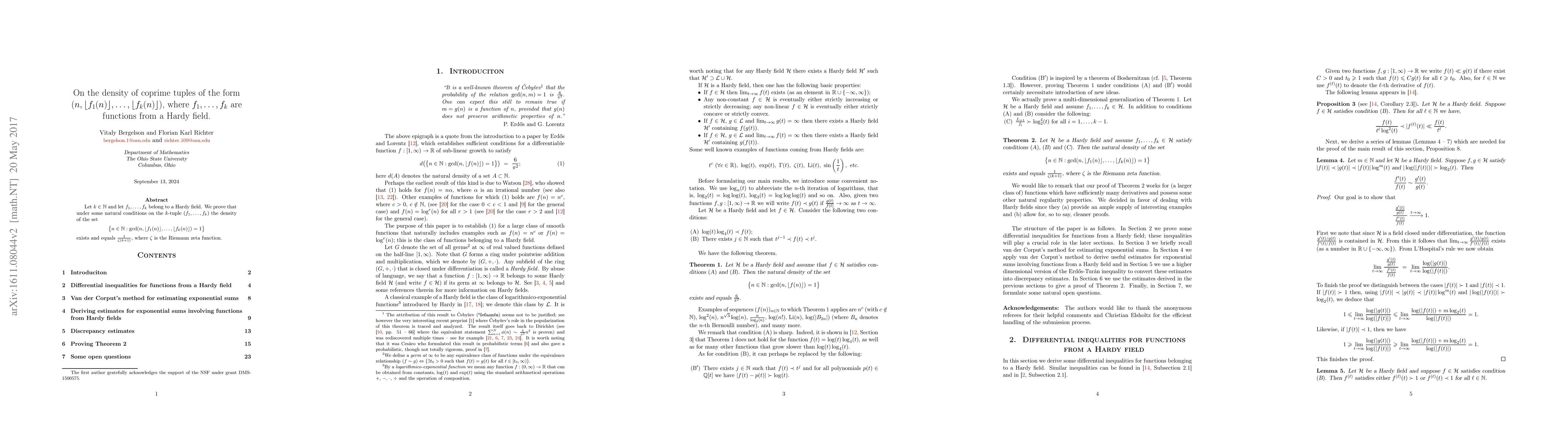 Thumbnail for On the density of coprime tuples of the form $(n,\lfloor
  f_1(n)\rfloor,\ldots,\lfloor f_k(n)\rfloor)$, where $f_1,\ldots,f_k$ are
  functions from a Hardy field