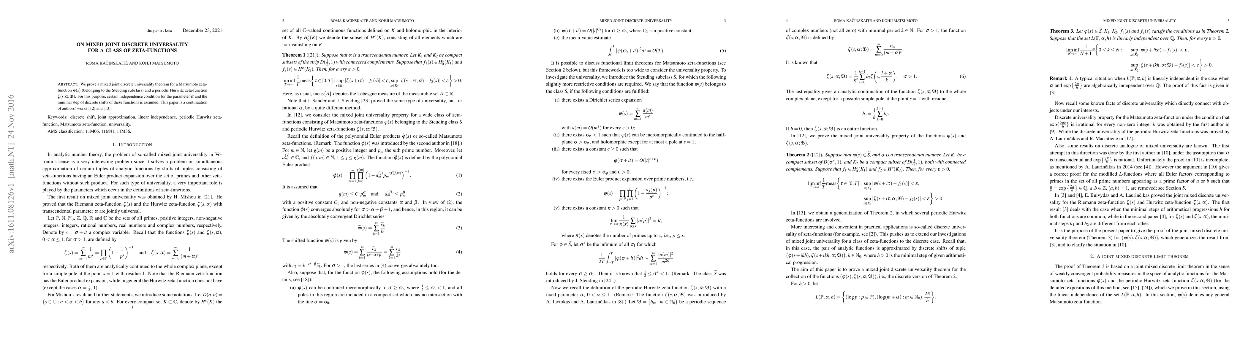 Thumbnail for On mixed joint discrete universality for a class of zeta-functions
