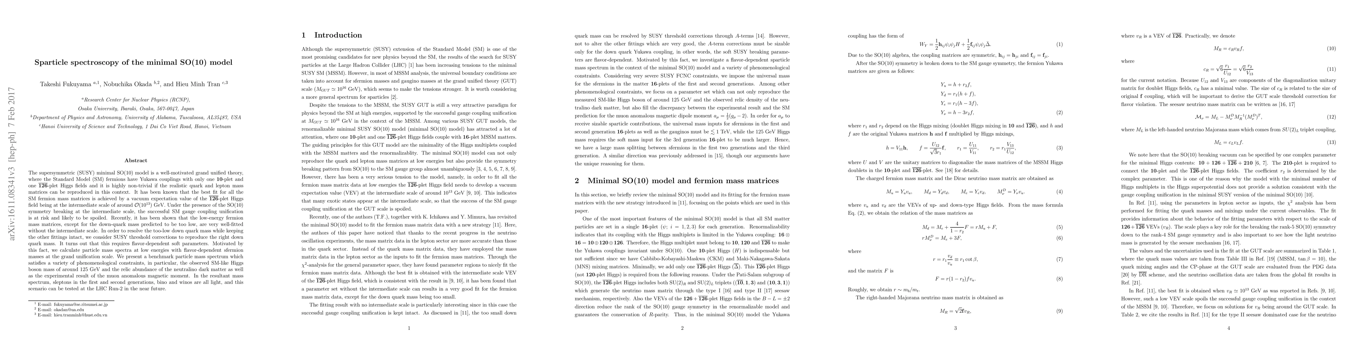 Thumbnail for Sparticle spectroscopy of the minimal SO(10) model