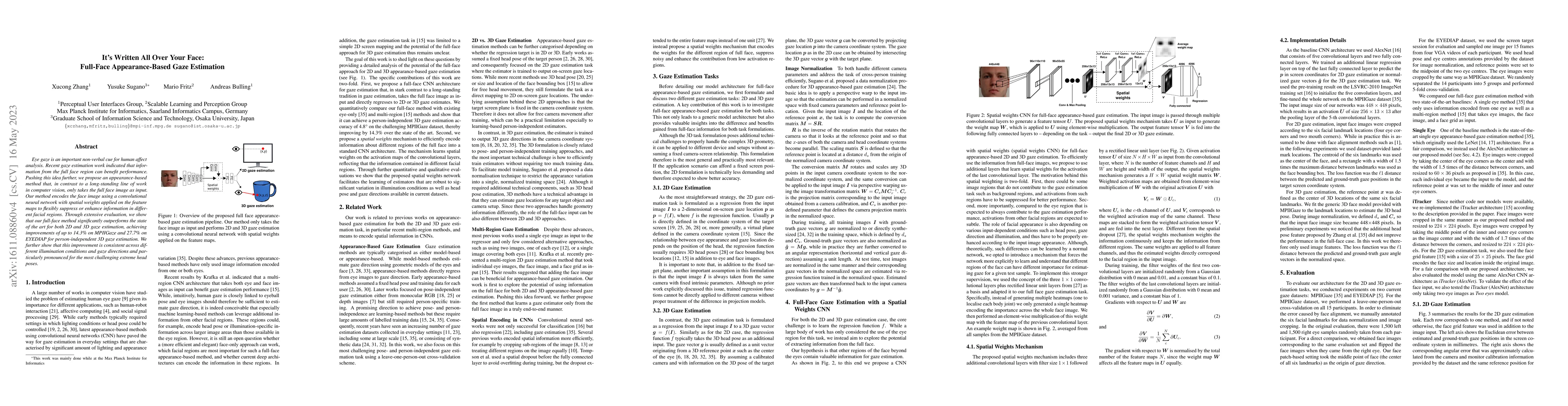Thumbnail for It's Written All Over Your Face: Full-Face Appearance-Based Gaze
  Estimation