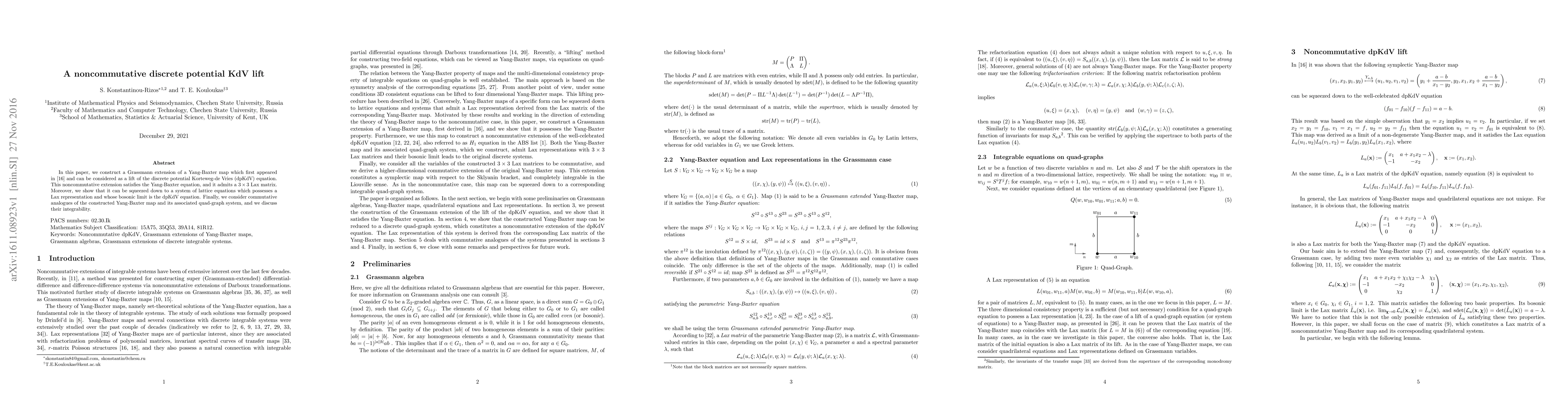 Thumbnail for A noncommutative discrete potential KdV lift