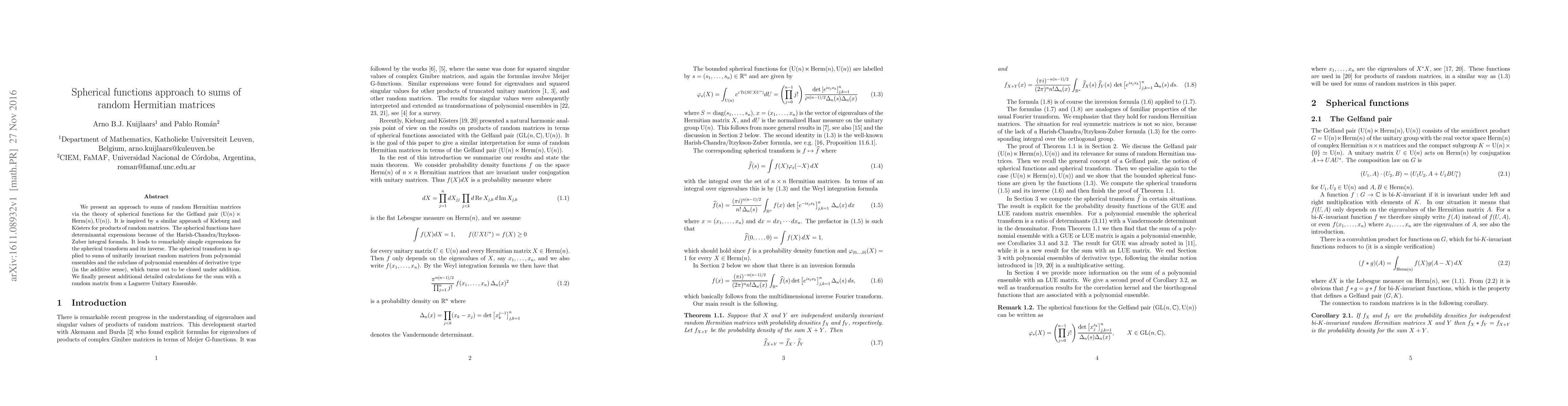 Thumbnail for Spherical functions approach to sums of random Hermitian matrices