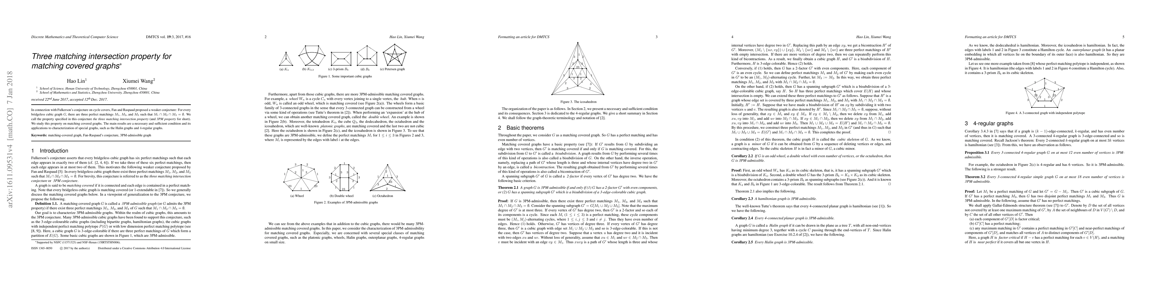 Thumbnail for Three matching intersection property for matching covered graphs